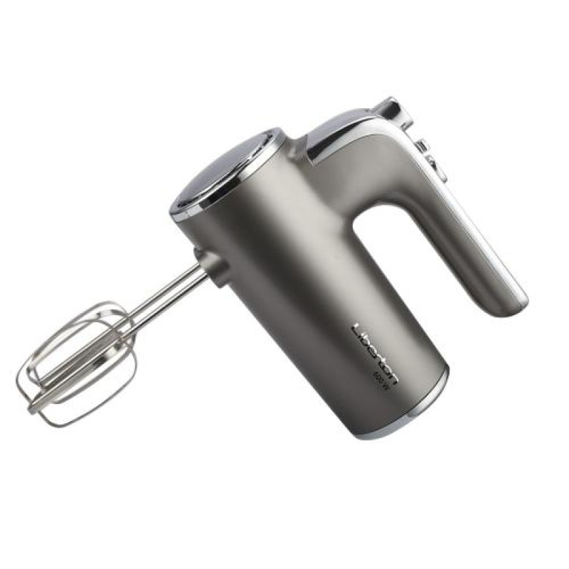 Міксер Liberton LHM-2807, Gray, 600W, ручний, 5 швидкостей, вінчики, гаки для замісу тіста