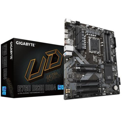 Материнська плата LGA1700, Gigabyte B760 DS3H DDR4, B760, 4xDDR4, Int.Video(CPU), 4xSATA3, 2xM.2, 1xPCI-E 16x 4.0, 4xPCI-E 16x 3.0, 5xUSB3.2/8xUSB2.0, HDMI/DP, ATX