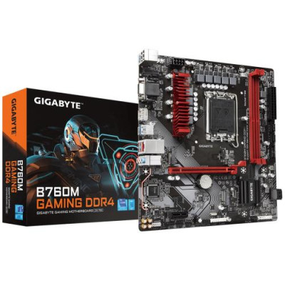 Материнська плата LGA1700, Gigabyte B760M GAMING DDR4, B760, 2xDDR4, Int.Video(CPU), 4xSATA3, 2xM.2, 1xPCI-E 16x 4.0, 1xPCI-E 1x 3.0, Real 6xUSB3.2/6xUSB2.0, VGA/HDMI/DP, MicroATX