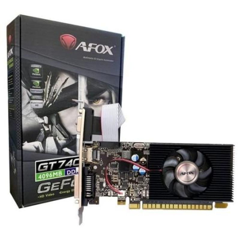 Відеокарта GeForce GT740, AFOX, 4Gb GDDR3, 128-bit, VGA/DVI/HDMI, 993/5000 MHz (AF740-4096D3L3)
