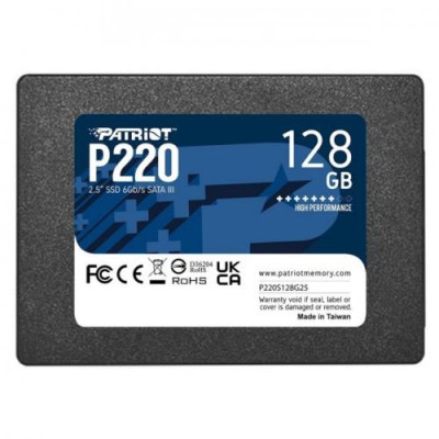 Твердотільний накопичувач SSD 128Gb, Patriot P220, SATA3, 2.5", 3D TLC, 550/480 МБ/с (P220S128G25)