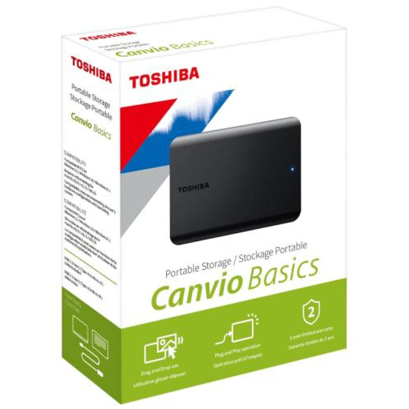 Зовнішній жорсткий диск 2Tb Toshiba Canvio Basics, Black, 2.5", USB 3.2 (Gen 1) (HDTB520EK3AA)