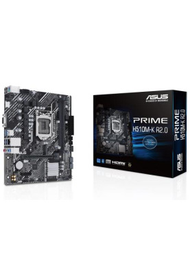 Мат.плата 1200 (H510) Asus PRIME H510M-K R2.0, H470, 2xDDR4, Int.Video(CPU), 4xSATA3, 1xM.2, 1xPCI-E 16x 4.0, 1xPCI-E 1x 3.0, ALC897, RTL8111H, 6xUSB3.2/6xUSB2.0, VGA/HDMI, MicroATX