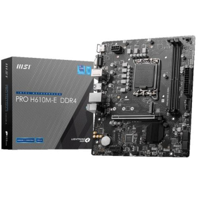 Мат.плата LGA1700, MSI PRO H610M-E DDR4, H610, 2xDDR4, Int.Video(CPU), 4xSATA3, 1xM.2, 1xPCI-E 16x 4.0, 1xPCI-E 1x 3.0, ALC897 4xUSB3.2/8xUSB2.0, VGA/HDMI, MicroATX