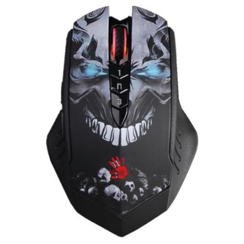 Миша Bloody R80 Plus Skul Black, Laser, Wireless+USB, 4000 cpi, metal feet, підсвічування