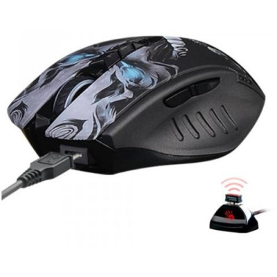 Миша Bloody R80 Plus Skul Black, Laser, Wireless+USB, 4000 cpi, metal feet, підсвічування