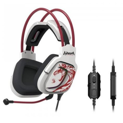 Навушники A4Tech G575 "Bloody", Naraka, USB, мікрофон, динаміки 50 мм, підтримка звуку 7.1, RGB-підсвічування, кероване наголов'я із системою підтримки "левітуюче крило", 16 Ом, 105 дБ, 2 м
