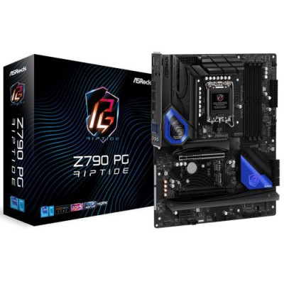 Материнська плата LGA1700, ASRock Z790 PG Riptide, Z790, 4xDDR5, Int.Video(CPU), 8xSATA3, 5xM.2, 1xPCI-E 16x 5.0, 1xPCI-E 16x 4.0, 1xPCI-E 1x 3.0, 1xM.2 (Key E), ALC897, Killer E3100G, 10xUSB3.2/6xUSB2.0, HDMI/DP, CrossFire, ATX