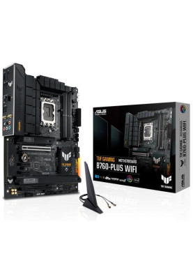 Материнська плата LGA1700, Asus TUF GAMING B760-PLUS WIFI, B760, 4xDDR5, Int.Video(CPU), 4xSATA3, 3xM.2, 1xPCI-E 16x 5.0, 1xPCI-E 16x 3.0, 2xPCI-E 1x 3.0, Realtek 7.1, Realtek 2.5Gb, WiFi 6, Bluetooth 5.2, 7xUSB3.2/3xUSB2.0, HDMI/DP, ATX