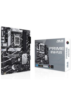 Материнська плата LGA1700, Asus PRIME B760-PLUS, B760, 4xDDR5, Int.Video(CPU), 4xSATA3, 3xM.2, 1xPCI-E 16x 5.0, 1xPCI-E 16x 4.0, 2xPCI-E 1x 3.0, 1xM.2 (Key E), Realtek 7.1, Realtek 2.5Gb, 6xUSB3.2/4xUSB2.0, VGA/HDMI/DP, ATX
