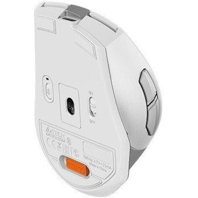 Миша A4Tech Fstyler FB35CS, Icy White, USB, бездротова безшумна, оптична, BT+RF (Combo), 1200/1600/2000/2400 dpi, 125 Hz, 6 кнопок, вбудований Li акумулятор