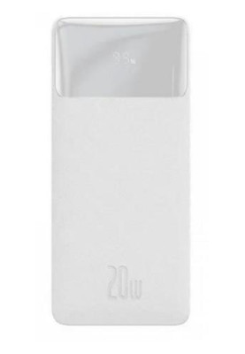 Універсальна мобільна батарея 30000 mAh, Baseus Bipow, White, 20 Вт, 1xType-C (PD 3.0) / 2xUSB (QC3.0), цифровий LED дисплей (PPBD050402)