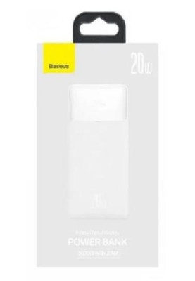 Універсальна мобільна батарея 30000 mAh, Baseus Bipow, White, 20 Вт, 1xType-C (PD 3.0) / 2xUSB (QC3.0), цифровий LED дисплей (PPBD050402)