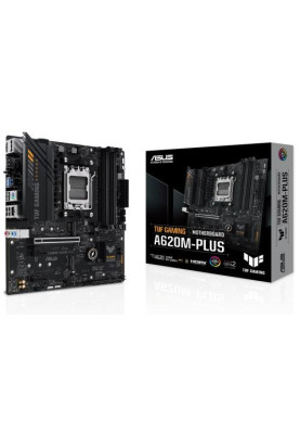 Материнська плата AM5 Asus TUF GAMING A620M-PLUS, A620, 4xDDR5, Int.Video (CPU), 4xSATA3, 2xM.2, 1xPCI-E 4.0 x16, 2xPCI-E 3.0 x1, Realtek 7.1, Realtek 2.5Gb, 4xUSB3.2/6xUSB2.0, HDMI/2xDP, MicroATX
