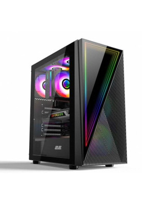 Корпус 2E Gaming INFINITY (G205А), Black, без БЖ, Mid Tower, для ATX / Micro ATX / mini-ITX, 1x120 мм ARGB / 2x120 мм, бічна панель із загартованого скла (2E-G205A)