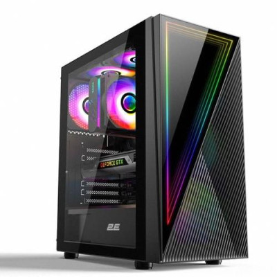 Корпус 2E Gaming INFINITY (G205А), Black, без БЖ, Mid Tower, для ATX / Micro ATX / mini-ITX, 1x120 мм ARGB / 2x120 мм, бічна панель із загартованого скла (2E-G205A)