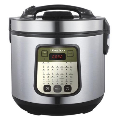 Мультиварка Liberton LMC-3110 Black/Steel, 900W, 5л, керування електронне, 46 програм, тефлонове антипригарне покриття чаші, відстрочка старту, LED-дисплей, підтримка температури