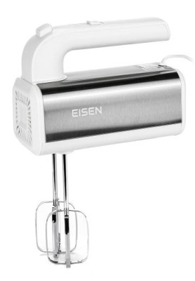 Міксер Eisen EHM-55W, White, 550W, ручний, 5 швидкостей, вінчики, гаки для замісу тіста, захист від перегріву