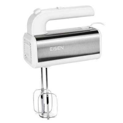 Міксер Eisen EHM-55W, White, 550W, ручний, 5 швидкостей, винчики, гаки для замісу тесту, захист від перегріву