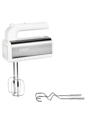 Міксер Eisen EHM-55W, White, 550W, ручний, 5 швидкостей, вінчики, гаки для замісу тіста, захист від перегріву