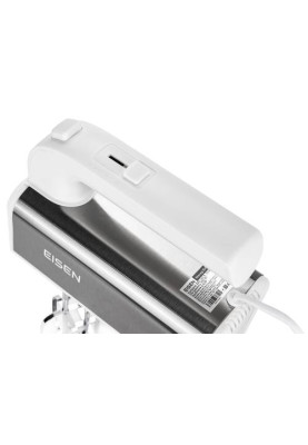 Міксер Eisen EHM-55W, White, 550W, ручний, 5 швидкостей, вінчики, гаки для замісу тіста, захист від перегріву