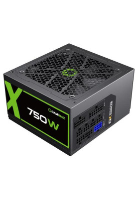Блок живлення 750 Вт, GameMax GX-750, Black, модульний, 80+ Gold, Active PFC, 12 см, 3xMolex / 6xSATA / 4x6+2-pin / 2x4+4-pin / 1x20+4-pin, захист OVP / UVP / OCP / OLP / OPP / SCP