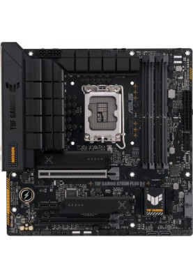 Материнська плата LGA1700, Asus TUF GAMING B760M-PLUS, B760, 4xDDR5, Int.Video(CPU), 4xSATA3, 2xM.2, 1xPCI-E 16x 5.0, 1xPCI-E 16x 4.0, 1xPCI-E 1x 4.0, Realtek 7.1, Realtek 2.5Gb, 8xUSB3.2/4xUSB2.0, HDMI/DP, MicroATX