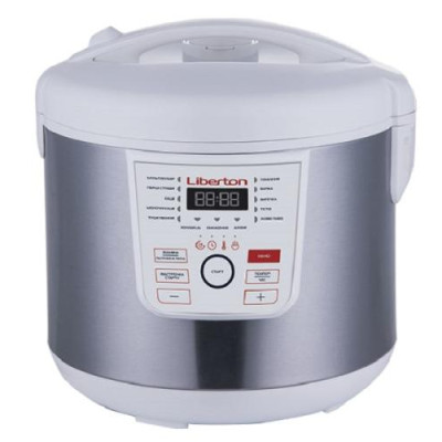 Мультиварка Liberton LMC-3101, White/Grey, 900W, 5л, керування електронне, 13 програм, Мультикухар, тефлонове покриття чаші, підтримка температури, таймер, відстрочка старту, LED-дисплей