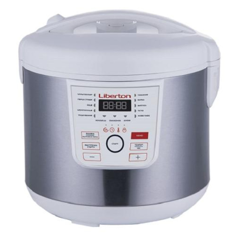 Мультиварка Liberton LMC-3101, White/Grey, 900W, 5л, керування електронне, 13 програм, Мультикухар, тефлонове покриття чаші, підтримка температури, таймер, відстрочка старту, LED-дисплей