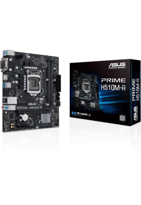 Мат.плата 1200 (H510) Asus PRIME H510M-R R2.0, H470, 2xDDR4, Int.Video(CPU), 4xSATA3, 1xPCI-E 16x 4.0, 1xPCI-E 1x 3.0, ALC897, I219-V, 4xUSB3.2/6xUSB2.0, VGA/HDMI, MicroATX