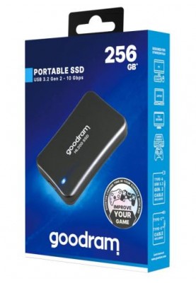 Зовнішній накопичувач SSD, 256Gb, Goodram HL200, Black, USB 3.2 Type-C, 520 / 500 MB/s (SSDPR-HL200-256)