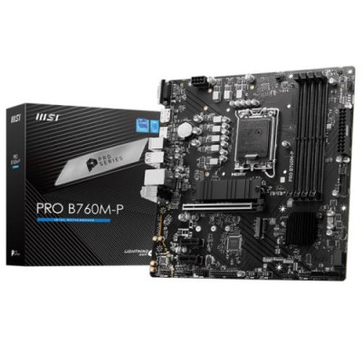 Материнська плата LGA1700, MSI PRO B760M-P, B760, 4xDDR5, Int.Video(CPU), 4xSATA3, 2xM.2, 1xPCI-E 16x 4.0, 2xPCI-E 1x 4.0, ALC897, RTL8111H, 4xUSB3.2/8xUSB2.0, VGA/HDMI/DP, MicroATX
