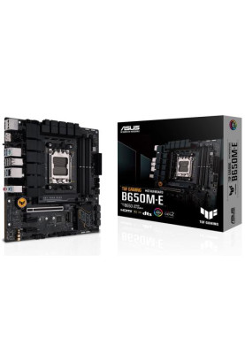 Материнська плата AM5 Asus TUF GAMING B650M-E, B650, 4xDDR5, Int.Video (CPU), 4xSATA3, 2xM.2, 1xPCI-E 4.0 16x, 2xPCI-E 4.0 1x, Realtek 7.1, Realtek 2.5Gb, 6xUSB3.2/6xUSB2.0, HDMI/2xDP, MicroATX