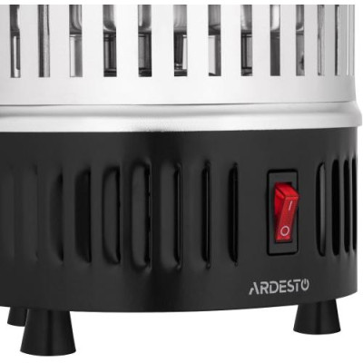 Електрошашличниця Ardesto VEG-HY1000 Steel, 900W, 5 шампурів, обертання 360°, U-подібні нагрівачі, знімний піддон для збирання жиру, алюмінієвий кожух, захист від перегрівання