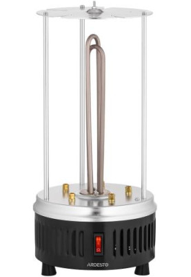 Електрошашличниця Ardesto VEG-HY1000 Steel, 900W, 5 шампурів, обертання 360°, U-подібні нагрівачі, знімний піддон для збору жиру, алюмінієвий кожух, 	захист від перегрівання