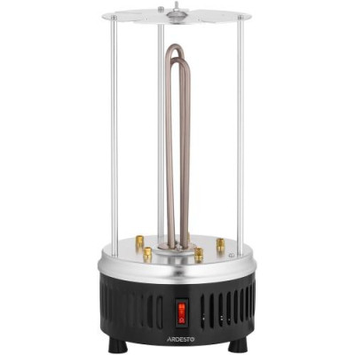 Електрошашличниця Ardesto VEG-HY1000 Steel, 900W, 5 шампурів, обертання 360°, U-подібні нагрівачі, знімний піддон для збирання жиру, алюмінієвий кожух, захист від перегрівання