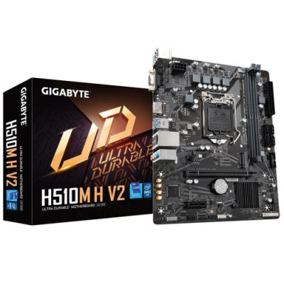 Мат.плата 1200 (H470) Gigabyte H510M H V2, H470, 2xDDR4, Int.Video(CPU), 4xSATA3, 1xM.2, 1xPCI-E 16x 3.0, 1xPCI-E 1x 3.0, ALC897, RTL8111H, 4xUSB3.2/6xUSB2.0, VGA/HDMI, MicroATX