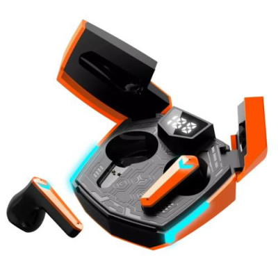 Навушники бездротові Canyon GTWS-2 "DoubleBee", Orange, Bluetooth 5.3, мікрофон, динаміки 13 мм, зарядний бокс з LED дисплеєм (CND-GTWS2O)
