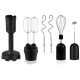 Блендер Liberton LHB-0307 Black, 1000W, занурювальний, плавне регулювання швидкості + Турбо, аксесуари: вінчик для збивання, мірний стакан (600мл), чаша подрібнювача (1250мл), насадка-міксер, гак для тіста, насадка для пюре, спінювач для молока