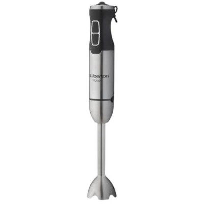 Блендер Liberton LHB-0307 Black, 1000W, занурювальний, плавне регулювання швидкості + Турбо, аксесуари: вінчик для збивання, мірний стакан (600мл), чаша подрібнювача (1250мл), насадка-міксер, гак для тіста, насадка для пюре, спінювач для молока