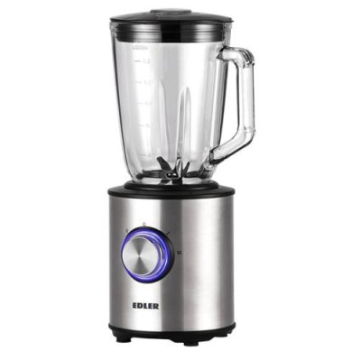 Блендер стаціонарний Edler EDSB-9877, Steel, 800W, 2 швидкості, ємність чаші 1.5л, чаша скляна, режим пульсація, подрібнювач льоду, світлодіодна індикація, захист від перегріву, корпус нерж сталь