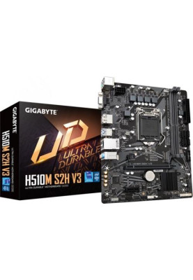 Мат.плата 1200 (H510) Gigabyte H510M S2H V3, H470, 2xDDR4, Int.Video(CPU), 4xSATA3, 1xM.2, 1xPCI-E 16x 3.0, 2xPCI-E 1x 3.0, ALC897, RTL8111H, 4xUSB3.2/6xUSB2.0, VGA/HDMI/DP, MicroATX