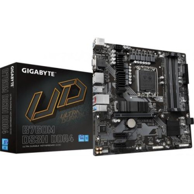 Материнська плата LGA1700, Gigabyte B760M DS3H, B760, 4xDDR5, Int.Video(CPU), 4xSATA3, 2xM.2, 1xPCI-E 16x 4.0, 2xPCI-E 1x 3.0, Realtek 7.1, RTL8125BG, 6xUSB3.2/6xUSB2.0, VGA/HDMI/2xDP, MicroATX