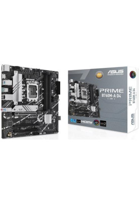 Материнська плата LGA1700, Asus PRIME B760M-A D4-CSM, B760, 4xDDR4, Int.Video(CPU), 4xSATA3, 2xM.2, 3xPCI-E 16x 4.0, Realtek 7.1, Realtek 2.5Gb, 5xUSB3.2/7xUSB2.0, HDMI/DP, MicroATX