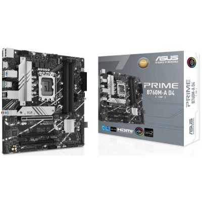 Материнська плата LGA1700, Asus PRIME B760M-A D4-CSM, B760, 4xDDR4, Int.Video(CPU), 4xSATA3, 2xM.2, 3xPCI-E 16x 4.0, Realtek 7.1, Realtek 2.5Gb, 5xUSB3.2/7xUSB2.0, HDMI/DP, MicroATX