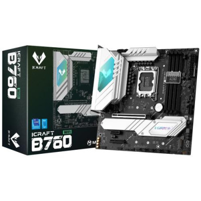 Мат.плата LGA1700, Maxsun iCraft B760M WIFI, B760, 4xDDR5, Int.Video(CPU), 4xSATA3, 1xPCI-E 16x 5.0, 1xPCI-E 4x 3.0, 1xPCI-E 1x, 3xM.2 4.0, RTL8125B, 4xUSB3.2/4xUSB2.0, 1xUSB TypeC 3.2, DP/HDMI, WiFi 6E+BT5.3, 17phase, ARGB,MicroATX (MS-iCraft B760M WIFI)