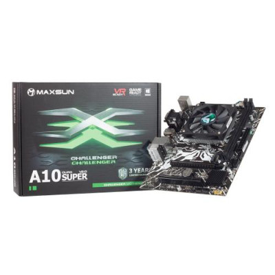 Мат.плата із процесором Maxsun Challenger A10 quad core Super v2.0, A68 + A10 RX425BB/427BB (4*2.5-3.4Ghz), Int.Video(CPU), 3xSATA3, 1xPCI-E 16x 2.0, 1*PCI, 1*M.2 hybrid, RTL8111H, 6xUSB2.0, VGA/HDMI, COM, microATX (MS-Challenger A10 quad core Super v2.0)