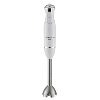 Блендер Liberton LHB-0305 White, 800W, занурювальний, плавне регулювання швидкості, аксесуари: вінчик для збивання, мірний стакан (600мл), чаша подрібнювача (1250мл), насадка-міксер із двома вінчиками, гаки для замішування тіста, насадка для пюре