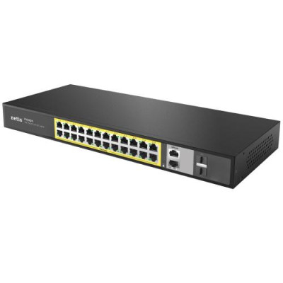 Комутатор Netis P124GH, 24x10/100 Mb/s, 2xGE Uplink, 2xGE SFP, некерований