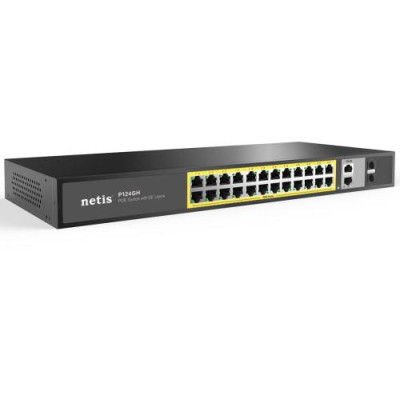 Комутатор Netis P124GH, 24x10/100 Mb/s, 2xGE Uplink, 2xGE SFP, некерований